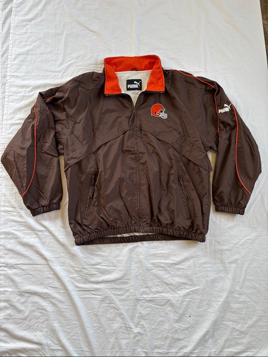 Puma Other - Vintage Puma Cleveland Browns Windbreaker Jacket with Orange Trim & Helmet Patch